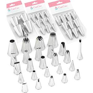 Cukkicakes Set di 25 Beccucci per Sac a Poche Professionali (Taglies: M, L e XL) per Decorare Cupcakes, Torte, Zeppole, Biscotti & Churros - Bocchette per Pasticceria prodotte in Corea