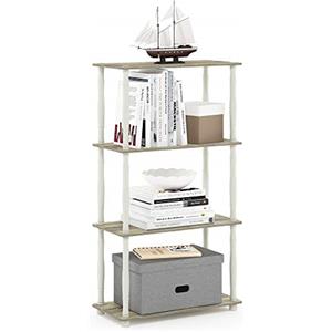Furinno Turn-N-Tube Libreria a 4 Piani, Rovere Sonoma (Sonoma Oak/White), 109.86 x 29.46 x 59.94 cm