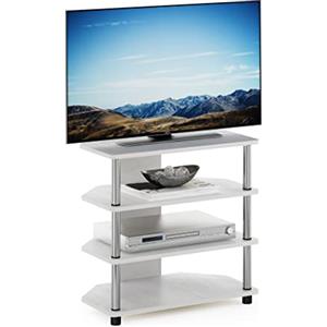 Furinno 15093WOKSS Supporto 4 Piani per Tv Fino a 25", Montaggio Facile, Legno, Rovere Bianco