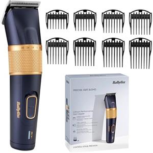 BaByliss Tagliacapelli Lithium Performance. qualità professionale, lame da 45mm, altezze di taglio da 0.6 a 28 mm, batteria al litio, dark blue/gold, E986E