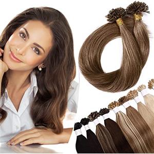 SEGO Extension Capelli Veri Cheratina 200 Ciocche 100g - 50cm 100% Remy Pre-Bonded Human Hair Indiani Hair U Tip