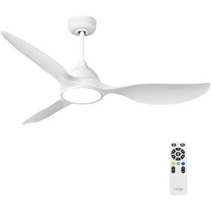 reiga Ventilatore a Soffitto Bianco con Luce e Telecomando 132 cm