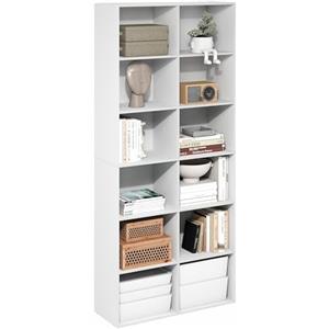 Furinno Basic Libreria Aperta a 12 Cubi, Scaffale, Organizzatore Portaoggetti, 30 x 80 x 180 cm, Bianco