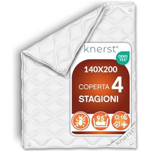 KNERST® Piumino 4 Stagioni 140x200 cm - Piumone Matrimoniale in Microfibra - Trapunta Letto Singolo e Una Piazza e Mezza - Coperta Letto Traspirante, Anallergica e Lavabile