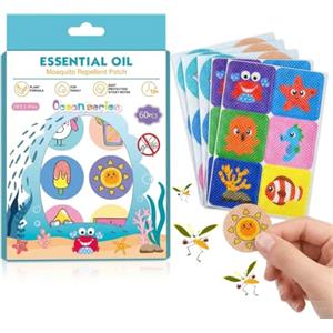 Holilo Cerotti Antizanzare Bambini, 60 Pezzi Adesivi Per Zanzare Repellente, Anti Repellente Della Zanzara Patch per Campeggio, Pesca, Attività All'aperto