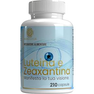 MANIFESTOR Luteina e Zeaxantina 210 Capsule Alto Dosaggio - Integratore per Vista e Benessere Oculare con Mirtillo Nero, Vitamine A C E, Zinco e Acido Ialuronico - 7 Mesi di Assunzione - Capsule Vegetali