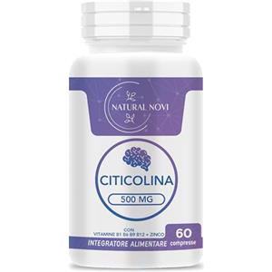 Natural Novi Citicolina 500mg | con Zinco Vitamina B1 B6 Acido Folico B12 | Integratore memoria e concentrazione | 60 Compresse Gluten Free Made in Italy