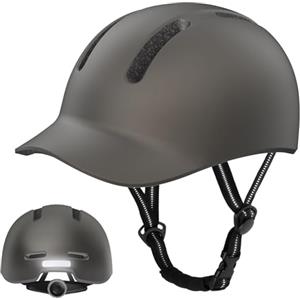 KINGLEAD Casco da bicicletta, Urban Commuter, elegante casco da bicicletta da uomo e da donna, per ciclismo, trekking, City Roller da uomo, regolabile (grigio titanio, M:54-58 cm)