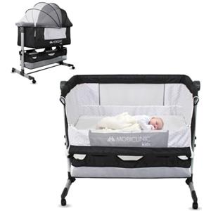 Mobiclinic®, Culla 3 in 1, Night, Co-sleeping, Altezza Regolabile, Materasso, Zanzariera, Ruote a 360°, Cinghie, Cestello Portaoggetti, Fino a 20 kg, Nero