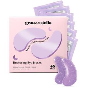 grace & stella Patch Occhi (48 Paia, Viola) - Maschera Occhiaie e Borse Naturale - Riduce Gonfiori e Rughe - Maschera Occhi in Gel Vegan, Non Testata Sugli Animali - Eye Patch by grace&stella