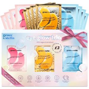 grace & stella Patch Occhi (12 Paia, Oro, Blu e Rosa) - Patch Occhiaie e Borse, Rughe e Riduce Gonfiori - Maschera Contorno Occhi Occhiaie in Gel Vegan, Non Testata Sugli Animali - Eye Mask by grace&stella