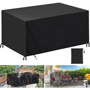 HRSMTY Copertura Per Mobili da Giardino,420D Impermeabile Antivento Raggi UV Antipolvere,Panno Oxford Tavoli Cortile Copri Copridivano-Black||80x70x80cm(LxWxH)