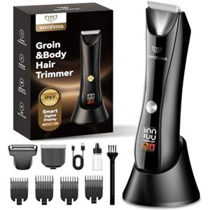 JTF Rasoio Uomo Elettrico per Corpo Barba Parti Intime 2 in 1 | Depilatore per Braccia,Gambe,Ascelle,Torace,Schiena,Luce LED e Display,4 Pettini Guida,Umido e Asciutto,Impermeabile IPX7