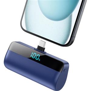 Feob Mini Power Bank per iPhone 17/16/15 Serie, 5200mAh USB C Caricatore Portatile Ultra-Compatto Batteria Esterna Powerbank con LED Display Compatibile con iPhone 17/16/15 Pro Samsung etc - Blu