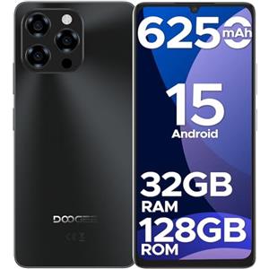 DOOGEESmart Note 58 Smartphone Android 15, 32(8+24) GB+128GB/2TB TF Cellulare, 6.75" HD+ 90Hz Schermo,6250mAh, 16MP+8MP Telefono Cellulare, 4G Dual SIM/Octa Core/Widevine L1/NFC/OTG/Face ID/GPS, Nero