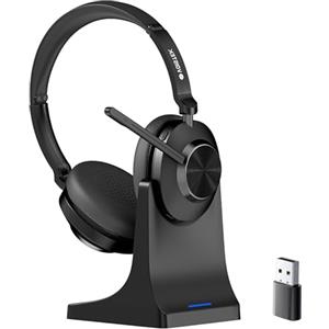 Voistek Cuffie Bluetooth Wireless con Microfono e Cancellazione Rumore, Dongle USB per PC, 45 Ore di Autonomia, Tasto Muto, Ideali per Ufficio, Riunioni, Zoom, Call Center, Laptop, Computer