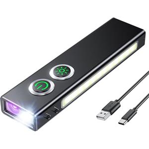 Babacom 1300lm Torcia LED Ricaricabile con Clip, Mini Torcia Potente con 7 modalità (con Luce UV e COB Luce Laterale), Impermeabile IP44 e Alluminio, Magnetica Flashlight per Outdoor/Emergenze/Lavoro
