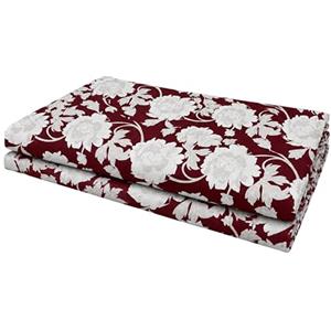 VKZ Copriletto Granfoulard 240 x 280 cm, Telo Copritutto Multiuso per Letto e Divano, Gran Foulard per Divano, Fantasia Floreale Bordeaux