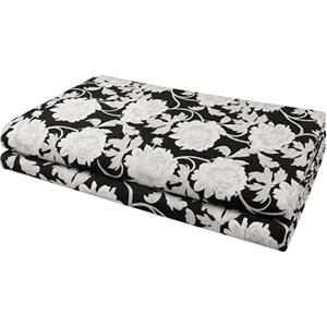 VKZ Copriletto Granfoulard 240 x 280 cm, Telo Copritutto Multiuso per Letto e Divano, Gran Foulard per Divano, Fantasia Floreale Nero