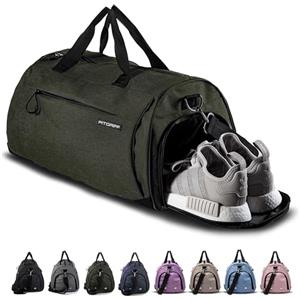 Fitgriff® Borsone Palestra Uomo & Donna V1 - Borsa Sportivo con Porta Scarpe e Tasca Umida da Viaggio, Sport, Fitness, Piscina - Duffel Bag (Army Green, 48 x 26 x 25 cm (Small))