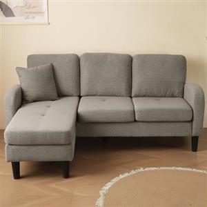 YanguVibes Divano angolare a 3 posti, a forma di L, con pouf e cassetto | Chaise Longue Sinistra E Destra Intercambiabile Divano Modulare Tessuto Lino Traspirante