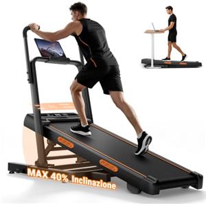 UMAY Tapis Roulant Salvaspazio Pieghevole Inclinabile 40%, Walking Pad Nero