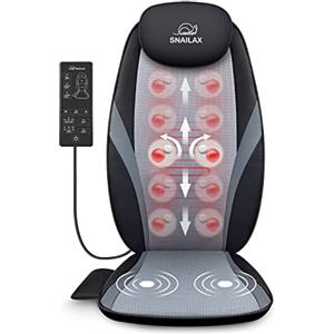 Snailax Sedile Massaggiante Shiatsu Massaggiatore Schiena con Calore Seduta Massaggiante a Vibrazione Massaggiatore Elettrico a Casa o in Ufficio