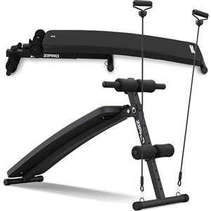 ZIPRO Panca addominali panca inclinata pieghevole fitnessbank con schienale regolabile 5 posizioni 20-30° panca per sit up con elastici capacità 200 kg per home gym