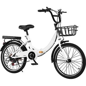 WOLWES Bicicletta pieghevole Bicicletta pieghevole a 6 velocità per adulti Bicicletta per pendolarismo, biciclette da città in acciaio ad alto tenore di carbonio per adulti Uomini Donne B,20in