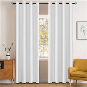 YSTELLAA Tende Oscuranti Per Interni 2 Pezzi, 140×175CM, Bianco | Tende Termiche Isolanti Con Anelli, Moderne, Fonoassorbenti, Per Soggiorno, Camera Da Letto