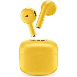 Music Sound SWAG Auricolari Wireless a Capsula, Bluetooth, 12 Ore di Riproduzione, Auto Pairing, Controlli Touch, Case Compatto - Giallo