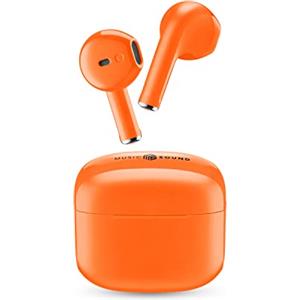 Music Sound SWAG Auricolari Wireless a Capsula, Bluetooth, 12 Ore di Riproduzione, Auto Pairing, Controlli Touch, Case Compatto - Arancione