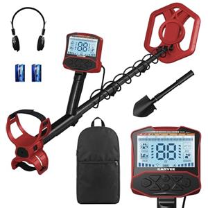 GarveeTech Rilevatore di metalli professionale per adulti, con display LCD, 5 modalità, funzione pinpointer, controllo del volume, retroilluminazione e jack per cuffie, rosso