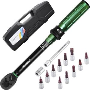 Uharbour Set di Chiavi Dinamometriche per Bicicletta 1-25 Nm, Set di Chiavi Dinamometriche da 1/4" per Bicicletta con Punte e Barra di Prolunga, Precisione di Errore ±3%