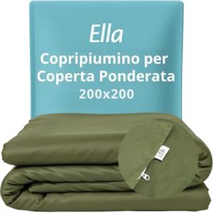 Ella Copripiumino 200 x 200 cm per coperta ponderata per adulti, 100% cotone, ideale per coperte ponderate da 11 kg e 13 kg, colore: verde oliva