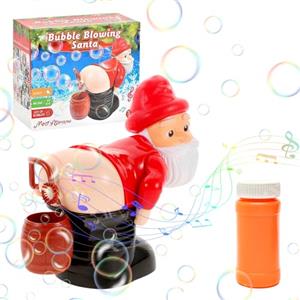 Yozexin Divertente giocattolo natalizio con bolle di Babbo Natale, soffiatore automatico per bolle di scoreggia, macchina per bolle di Babbo Natale per bambini, giocattolo elettrico con luce e musica, per