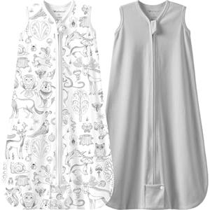 Mosebears Sacco nanna Estivo per Bambini, 0,5 Tog 100% Cotone Traspirante (Grigio Chiaro, M (6-12 mesi))