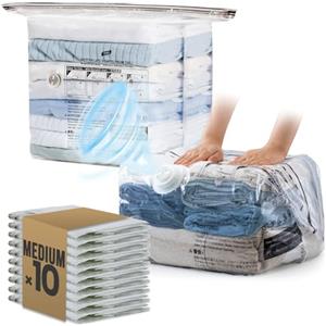TAILI 10 Pack Sacchetti sottovuoto Cubo, Misura Media (63x48x27 cm), Clear