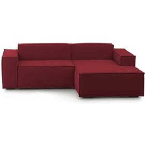 Talamo Italia - Divano fisso con penisola Lidia, Divano componibile con chaise longue destra, Sofà moderno in tessuto, 100% Made in Italy, Cm 240x170h70, Rosso