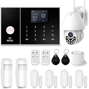 XNY Allarme Casa WiFi con Telecamera Esterno, Allarme casa senza fili 4G con Sirena esterna, Antifurto casa wireless con APP, Sensore di movimento, Sensore per Porte e Finestre, Telecomando