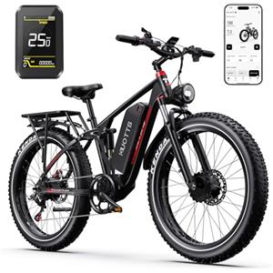 DUOTTS S26 Bici Elettrica a Doppio Motore 250W, E Bike Elettrica Fuoristrada con Batteria 48V 20Ah Autonomia 120KM, Pneumatici Fat 26 * 4.0", Freni Idraulici & App Bluetooth per Avventure Off-Road