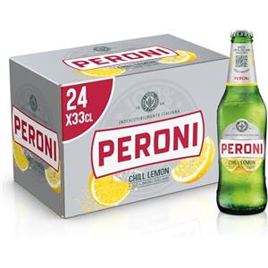 Peroni Chill Lemon Birra al Limone, Cassa Birra con 24 Birre in Bottiglia da 33 cl, 7.92 L, Birra Radler dal Gusto Naturale di Limoni Aspro e Bilanciato, Gradazione Alcolica 1.3% Vol