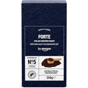 by Amazon Forte Tostatura In Stile Italiano Intensità 5 - Molto Intenso, Caffè Torrefatto E Macinato, 250g