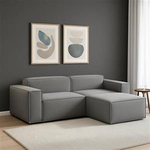 Talamo Italia - Divano fisso con penisola Patrizia, Divano componibile a 2 posti con penisola destra, Sofà in tessuto, 100% Made in Italy, Cm 220x170h70, Grigio