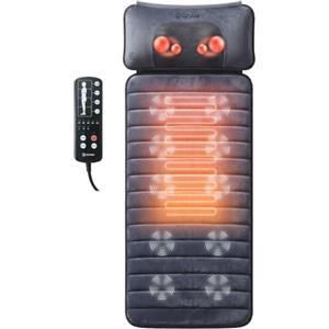 Comfier Materasso Massaggiante - Tappetino Massaggiante con Calore per Tutto il Corpo con Shiatsu Massaggiatore Collo Staccabile, Sedile Massaggiante con 10 Motori Vibranti e 4 Cuscinetti Riscaldanti