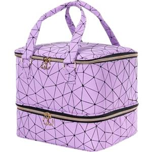 Uross Organizer per unghie per 42 flaconi di smalto e 1 lampada LED per unghie, borsa per la decorazione delle unghie (viola)