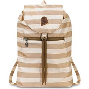 Invicta Zaino, MINISAC, Beige, Richiudibile e Tascabile, Viaggio & Tempo Libero, Zainetto Uomo Donna a Righe, ICONA, PACKABLE