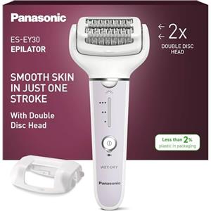 Panasonic ES-EY30-V503 Epilatore Bagnato e Asciutto, Doppio Disco con 60 Pinzette, Testina Flessibile Pivotante a 90°, 3 Impostazioni di Velocità e Luce LED, 30 Minuti di Funzionamento, Cordless
