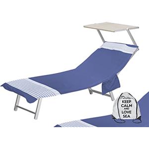 Tex family Telo Mare fouta Lettino in Cotone BEDDY Beach © con Tasche Misura Zaino Spiaggia (Alvin Blu)