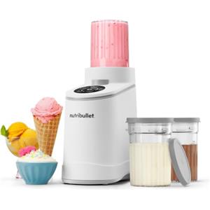 nutribullet Chill - Gelatiera per Gelato, Sorbetto, Smoothie, Frozen Yogurt, Ice Cream, 5 Programmi Automatici, Macchina per Gelato, 3 Contenitori con Coperchio, Ideale per Famiglie, Bianca (NBD0503W)